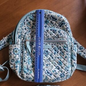 Vera Bradley Blue Floral Backpack And Wallet.